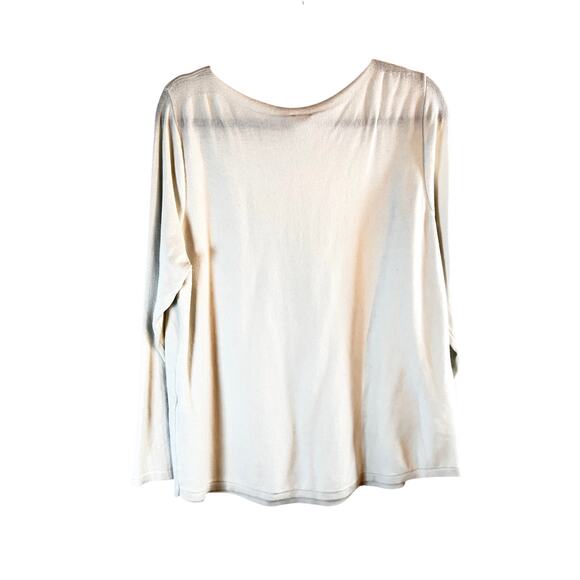 Chico’s Ivory Long Sleeve Knit Top Size 3 XL Soft Neutral Basic - Picture 3 of 3